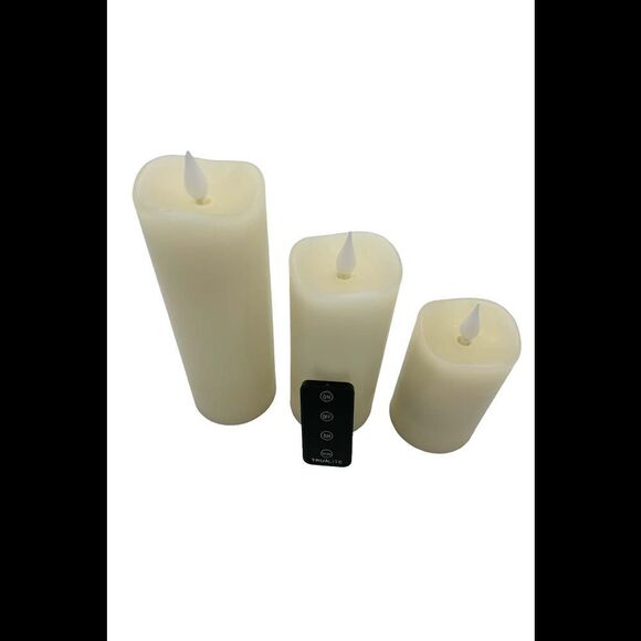 Trulite 3-Pack Assorted Flameless Pillars & Remote White - Picture 2 of 2